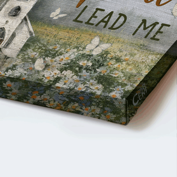 Jesus Landscape Poster: Beautiful Church & Flower Field Home Decor Gift for Christian – Spirit Lead Me