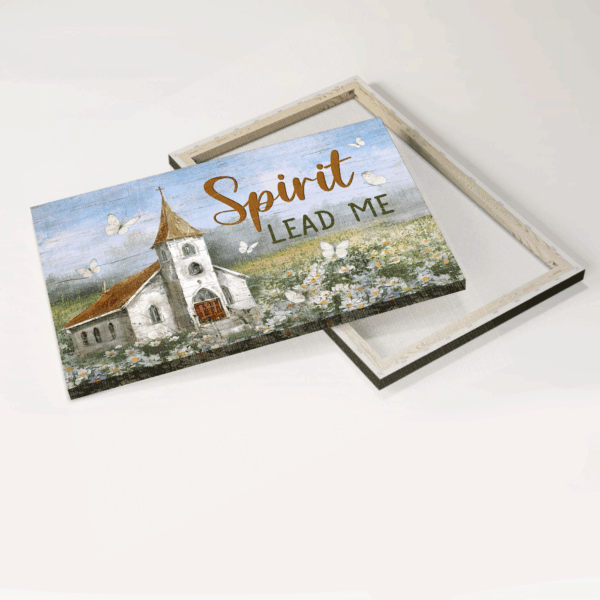 Jesus Landscape Poster: Beautiful Church & Flower Field Home Decor Gift for Christian – Spirit Lead Me