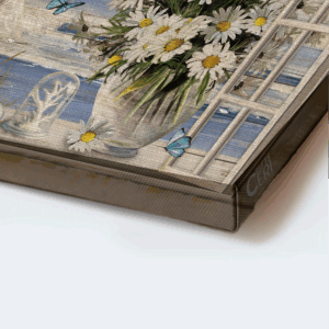 Jesus Landscape Poster - Beach & Daisy Vase Summer Painting Home Decor Gift for Christians 1