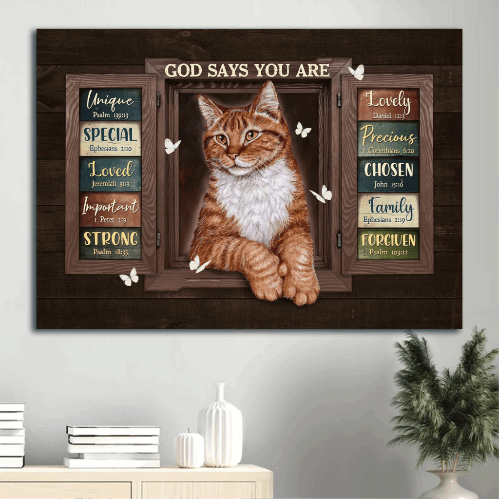 Unique Jesus Landscape Poster Home Decor – Gift for Christian with Beautiful Cat and White Butterfly Unique Jesus Landscape Poster Home Decor – Gift for Christian with Beautiful Cat and White Butterfly