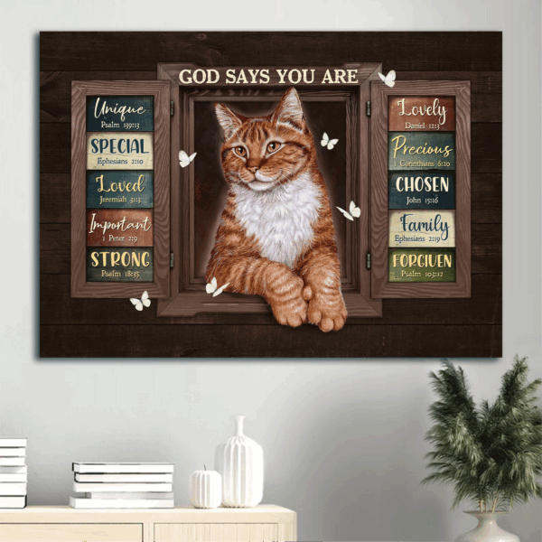 Unique Jesus Landscape Poster Home Decor – Gift for Christian with Beautiful Cat and White Butterfly