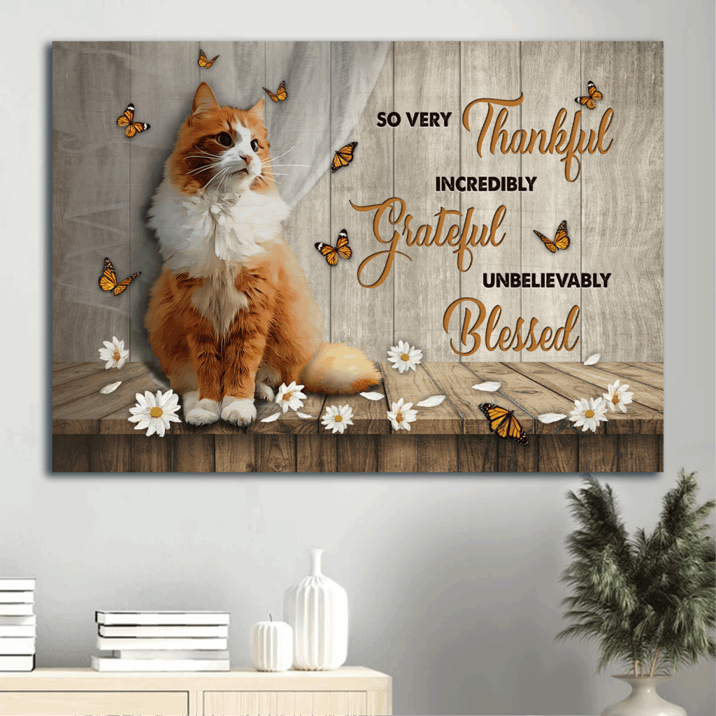 Jesus Landscape Poster Home Decor Gift – Beautiful Cat White Daisy Butterfly – Gift for Christian – So Very Thankful Jesus Landscape Poster Home Decor Gift – Beautiful Cat White Daisy Butterfly – Gift for Christian – So Very Thankful