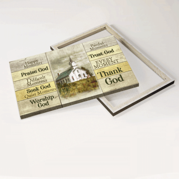 Jesus Church Landscape Poster: Christian Home Decor Gift with Green Meadow Dark Cloud – Praise God in Happy Moments
