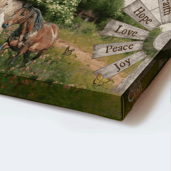 Jesus Landscape & Windmill Poster – Christian Home Decor Gift with Dream Horses – Choose Joy Today