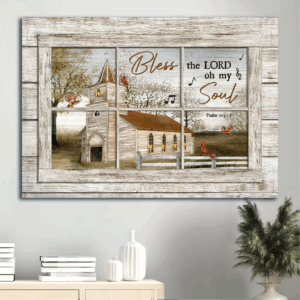 Jesus Landscape Poster Home Decor Gift - Beautiful Church & Bless the Lord - Perfect Gift for Christian Décor