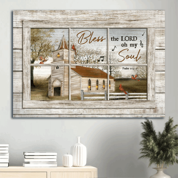 Jesus Landscape Poster Home Decor Gift – Beautiful Church & Bless the Lord – Perfect Gift for Christian Décor