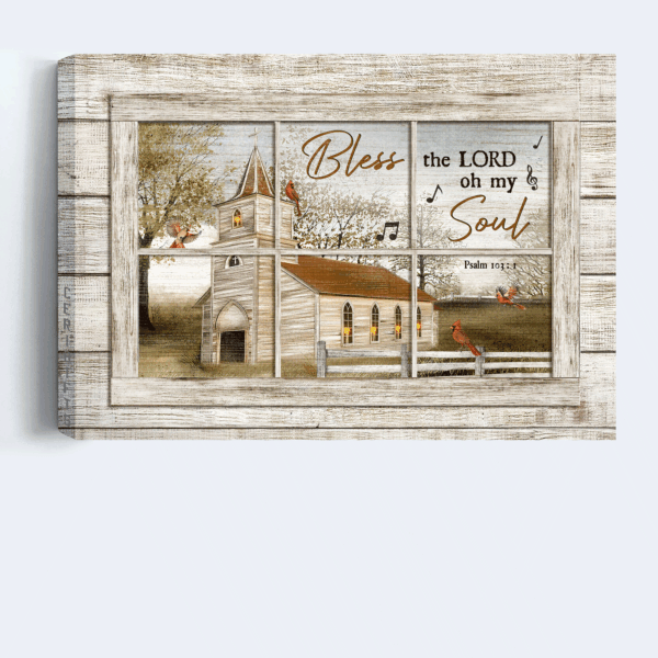 Jesus Landscape Poster Home Decor Gift – Beautiful Church & Bless the Lord – Perfect Gift for Christian Décor