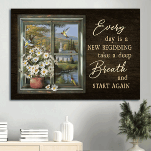 Christian Landscape Poster Set - Beautiful Countryside & Daisy Drawings for Home Decor - Gift for Christians