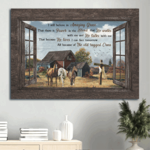Christian Landscape Poster: Stunning Jesus & Horse Painting - Home Decor Gift with Amazing Grace
