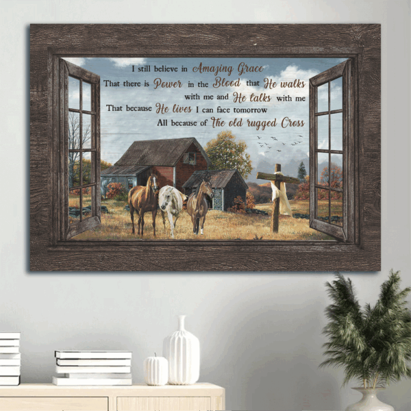 Christian Landscape Poster: Stunning Jesus & Horse Painting – Home Decor Gift with Amazing Grace