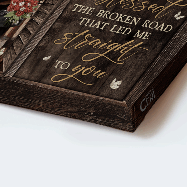 Christian Wedding Gift: Jesus Landscape Poster Home Decor – Red Rose Couple – God Blessed Road