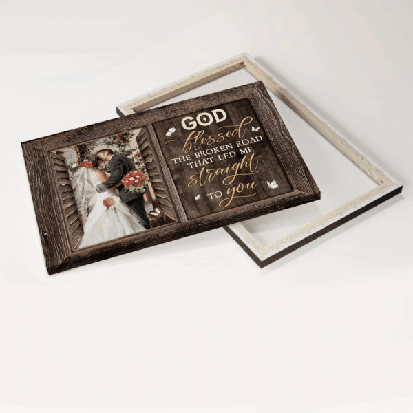 Christian Wedding Gift: Jesus Landscape Poster Home Decor – Red Rose Couple – God Blessed Road