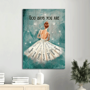 Christian Home Decor Gift: Jesus & White Dandelion Portrait Poster - God Says You Are - Ballerina Painting
