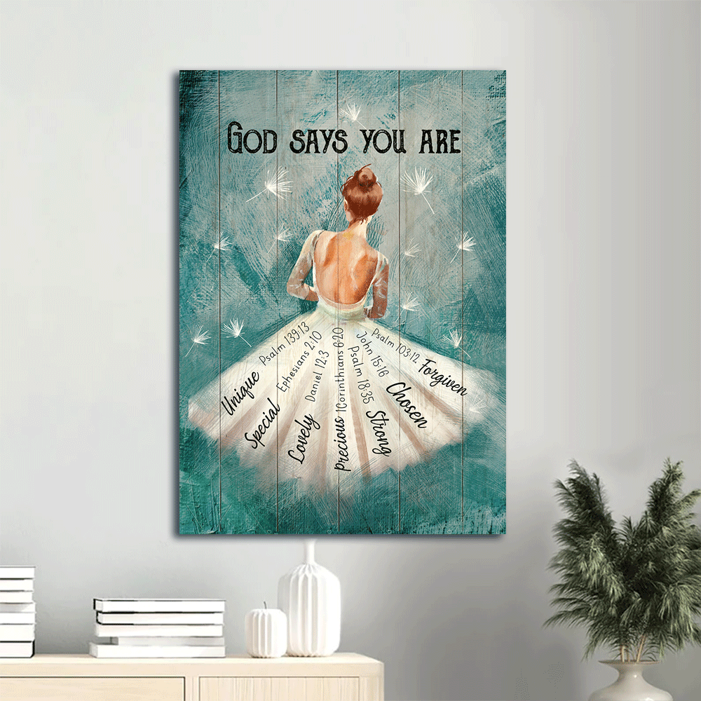 Christian Home Decor Gift: Jesus & White Dandelion Portrait Poster – God Says You Are – Ballerina Painting Christian Home Decor Gift: Jesus & White Dandelion Portrait Poster – God Says You Are – Ballerina Painting