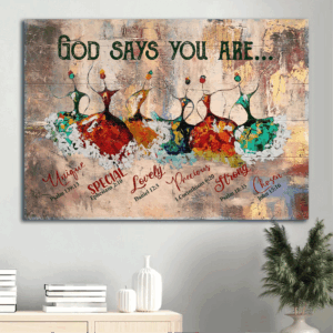 Jesus Landscape & Ballerina Abstract Painting Poster Home Decor Gift - Christian God Says You Are