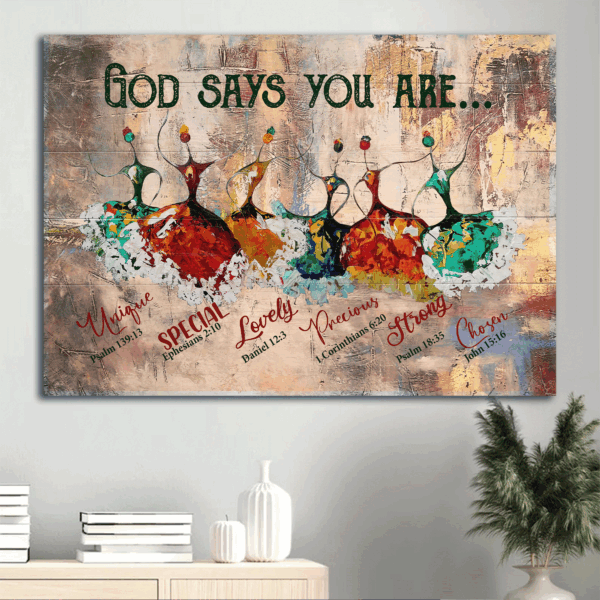 Jesus Landscape & Ballerina Abstract Painting Poster Home Decor Gift – Christian God Says You Are