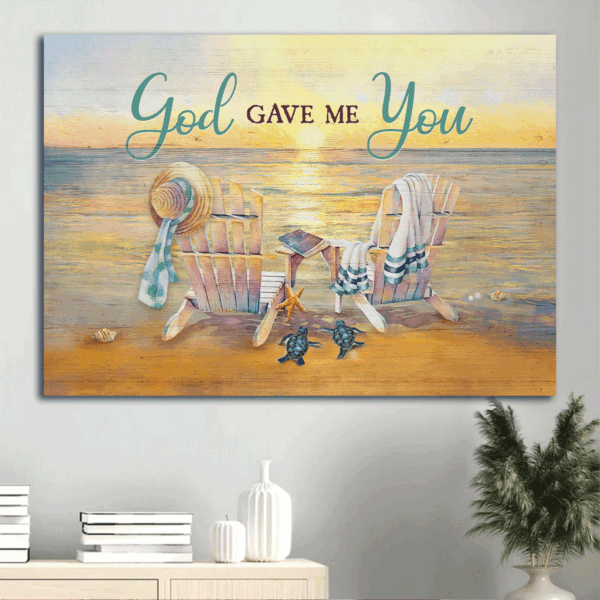 Jesus Landscape & Sea Turtle Beach Painting Poster Home Decor Gift for Christian