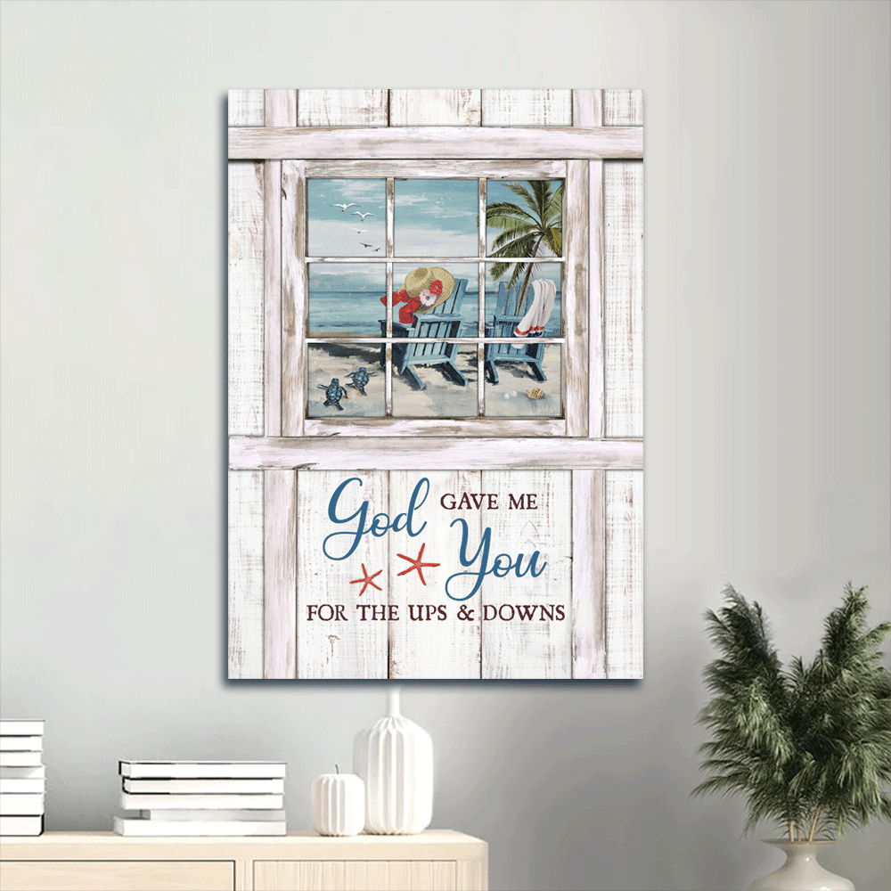 Jesus and Turtle Couple Beach Painting Poster Home Decor Gift for Christian – God Gave Me You Jesus and Turtle Couple Beach Painting Poster Home Decor Gift for Christian – God Gave Me You