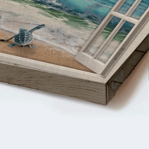 Jesus Landscape Poster - Beach Painting with Sea Turtles and Inspirational Quote - Christian Home Decor Gift 1