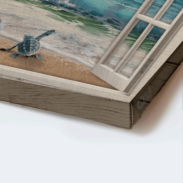 Jesus Landscape Poster – Beach Painting with Sea Turtles and Inspirational Quote – Christian Home Decor Gift