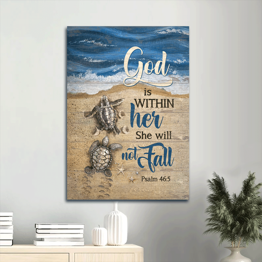 Jesus Portrait Poster Home Decor – Beach Painting Sea Turtle – Gift For Christian – God Is Within Her Jesus Portrait Poster Home Decor – Beach Painting Sea Turtle – Gift For Christian – God Is Within Her