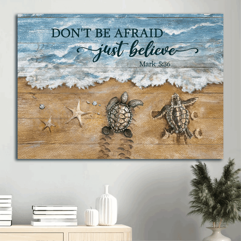 Christian Home Decor Gift: Jesus Beach Landscape Poster with Sea Turtle and Starfish – Don t Be Afraid Just Believe Christian Home Decor Gift: Jesus Beach Landscape Poster with Sea Turtle and Starfish – Don t Be Afraid Just Believe