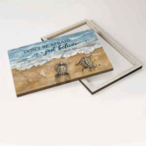 Christian Home Decor Gift: Jesus Beach Landscape Poster with Sea Turtle and Starfish - Don t Be Afraid Just Believe 3