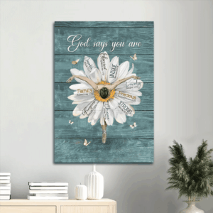 Christian Home Decor Gift: Jesus Portrait Poster with Ballet Dancer White Daisy & Butterfly - God Says You Are