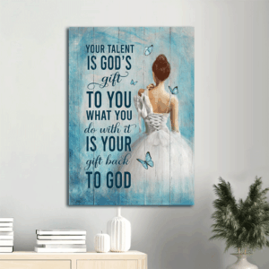 Jesus Portrait Poster Home Decor Gift - Ballet Painting with Blue Butterfly - Gift for Christian