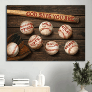Jesus Landscape Poster: Baseball Sport Drawing Home Decor Gift for Christian