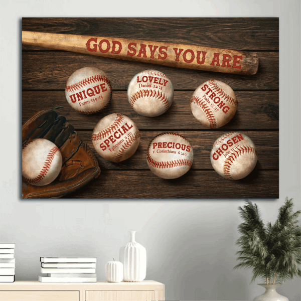 Jesus Landscape Poster: Baseball Sport Drawing Home Decor Gift for Christian