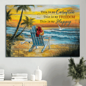 Jesus Landscape & Seagull Beach Chair Sunset Poster - Christian Home Decor Gift