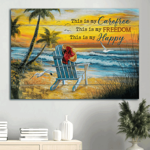 Jesus Landscape & Seagull Beach Chair Sunset Poster – Christian Home Decor Gift