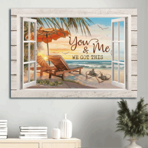Jesus Landscape & Sea Turtle Couple Poster Home Decor Gift for Christian Beach Lovers