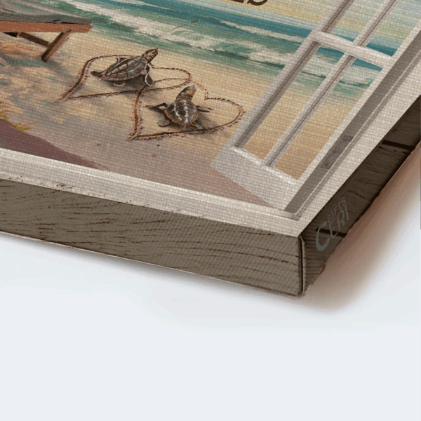 Jesus Landscape & Sea Turtle Couple Poster Home Decor Gift for Christian Beach Lovers