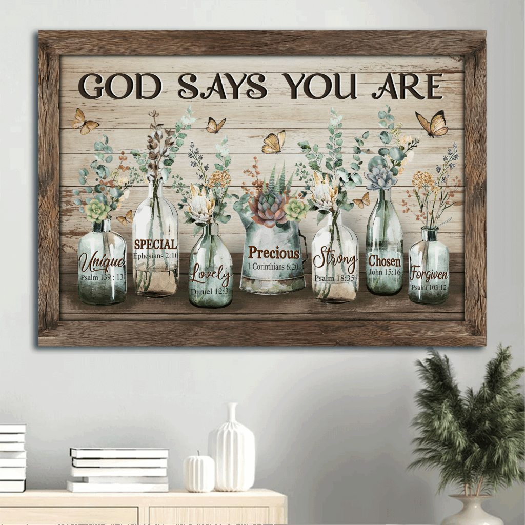 Jesus Landscape Poster Home Decor Gift – Vintage Garden with Yellow Butterfly for Christian Home – God Says You Are Jesus Landscape Poster Home Decor Gift – Vintage Garden with Yellow Butterfly for Christian Home – God Says You Are