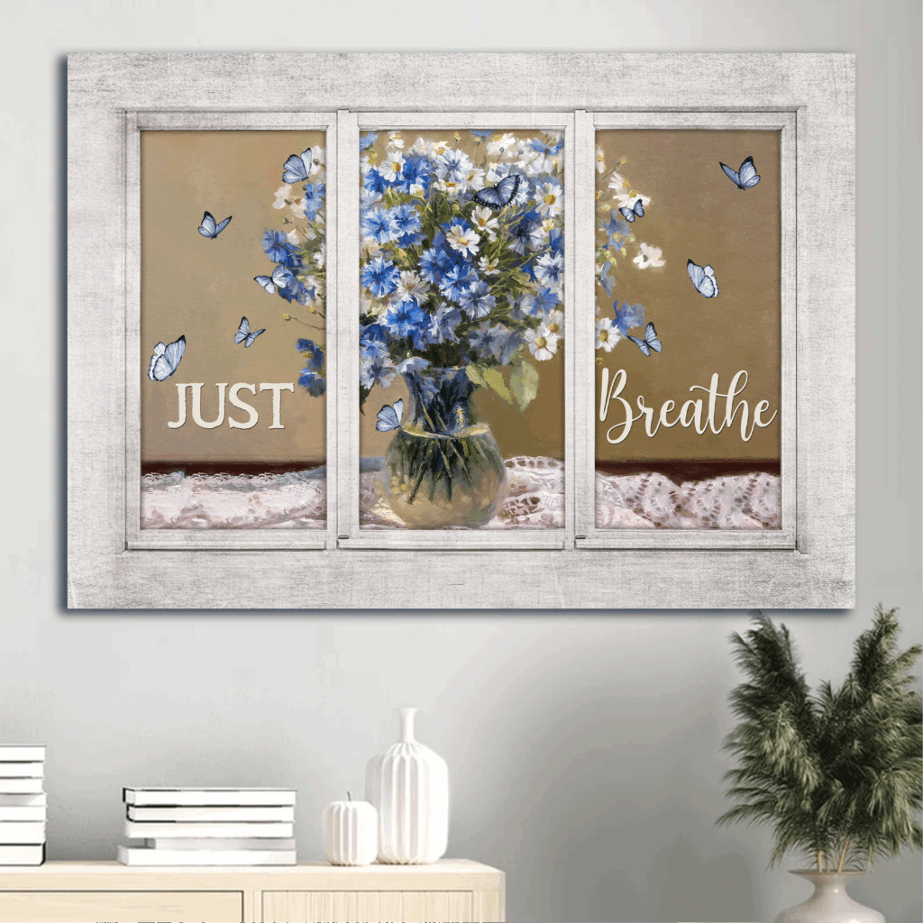 Christian Home Decor Gift Set – Jesus Landscape Poster Watercolor Butterfly Just Breathe White Window – Perfect Gift for Christians Christian Home Decor Gift Set – Jesus Landscape Poster Watercolor Butterfly Just Breathe White Window – Perfect Gift for Christians