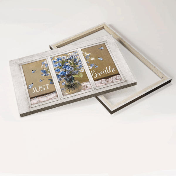 Christian Home Decor Gift Set – Jesus Landscape Poster Watercolor Butterfly Just Breathe White Window – Perfect Gift for Christians