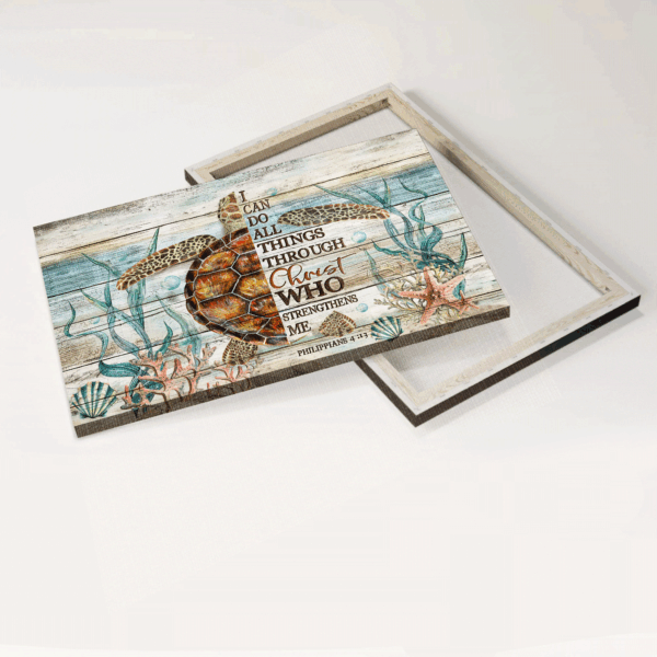 Jesus Landscape Sea Turtle Poster: Amazing Sea Life Drawing Home Decor Gift for Christian