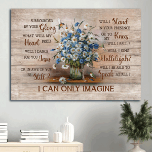 Christian Home Decor Gift: Jesus Landscape Poster with Baby Daisy Flower Hummingbird Painting and Cross - I Can Only Imagine