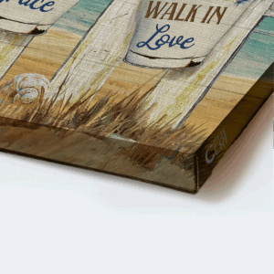 Christian Home Decor Gift: Jesus Landscape Poster with Baby Flower Beach Drawing White Fence Sea Animal - Live By Faith 1
