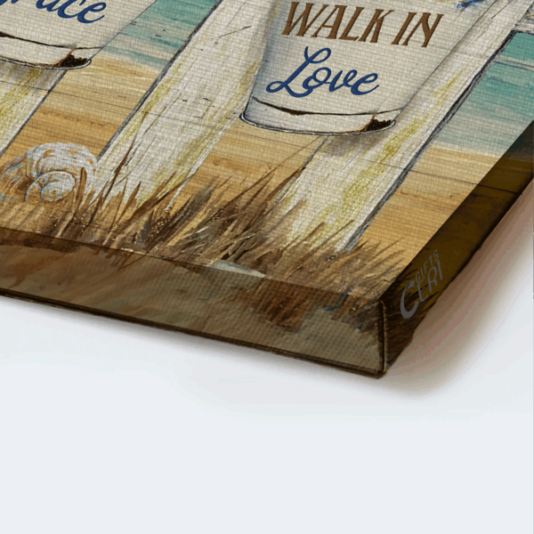 Christian Home Decor Gift: Jesus Landscape Poster with Baby Flower Beach Drawing White Fence Sea Animal – Live By Faith