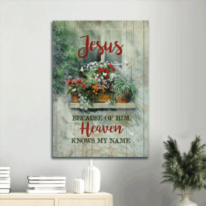 Jesus Portrait Poster Home Decor Gift - Christian Vintage Wall Art with Baby Flower Garden Butterfly Design - Heaven Knows My Name