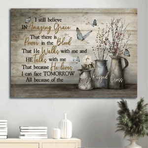 Christian Home Decor Gift: Baby Flower & Butterfly Landscape Poster - Amazing Grace