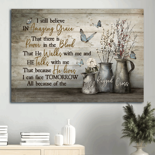 Christian Home Decor Gift: Baby Flower & Butterfly Landscape Poster – Amazing Grace
