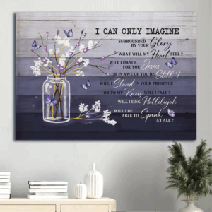 Jesus Landscape and Purple Butterfly Poster Home Decor Gift for Christian