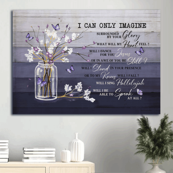 Jesus Landscape and Purple Butterfly Poster Home Decor Gift for Christian