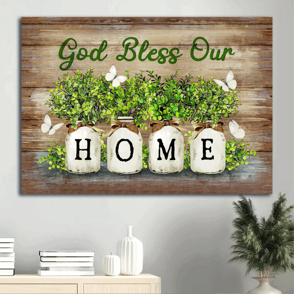 Christian Home Decor Gift Set: Jesus & White Butterfly Landscape Posters – God Bless Our Home Christian Home Decor Gift Set: Jesus & White Butterfly Landscape Posters – God Bless Our Home