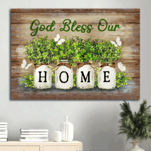 Christian Home Decor Gift Set: Jesus & White Butterfly Landscape Posters - God Bless Our Home