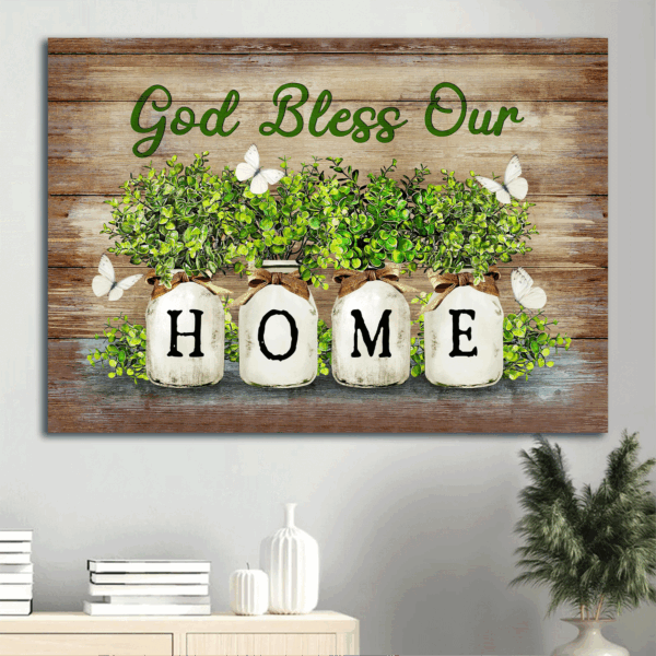 Christian Home Decor Gift Set: Jesus & White Butterfly Landscape Posters – God Bless Our Home